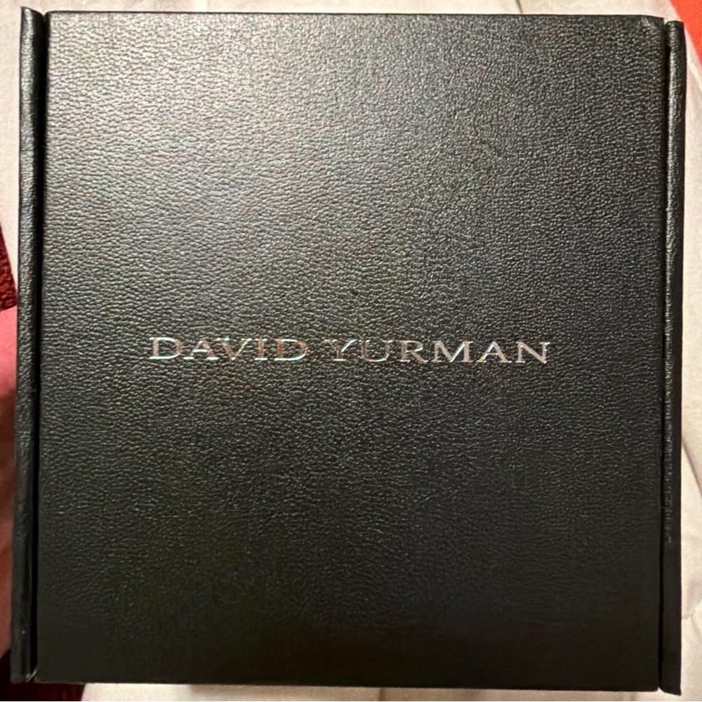 David Yurman classic hinged cable cuff SS garnet & diam bangle 14k WG TIP
